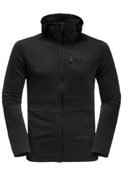 Jack Wolfskin Fleecejacke MODESTO HOODED JKT MEN Schwarz/Grau/Rot/Dunkelgrau