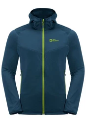 Jack Wolfskin Fleecejacke KOLBENBERG HOODED FZ Hellblau/Türkis/Blau/Dunkelblau