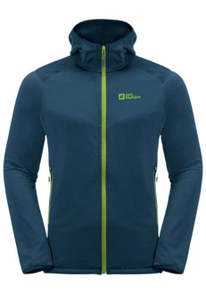 Jack Wolfskin Fleecejacke KOLBENBERG HOODED FZ Hellblau/Türkis/Blau/Dunkelblau