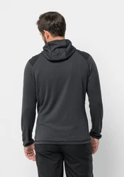 Jack Wolfskin Fleecejacke KOLBENBERG HOODED FZ Dunkelgrau/Grau/Schwarz