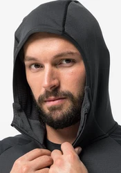 Jack Wolfskin Fleecejacke KOLBENBERG HOODED FZ Dunkelgrau/Grau/Schwarz