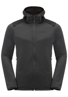 Jack Wolfskin Fleecejacke KOLBENBERG HOODED FZ Dunkelgrau/Grau/Schwarz