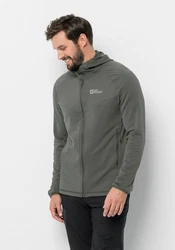 Jack Wolfskin Fleecejacke KOLBENBERG HOODED FZ Dunkelgrau/Hellgrau/Grau/Dunkelgrün