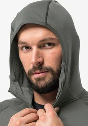 Jack Wolfskin Fleecejacke KOLBENBERG HOODED FZ Dunkelgrau/Hellgrau/Grau/Dunkelgrün