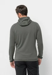Jack Wolfskin Fleecejacke KOLBENBERG HOODED FZ Dunkelgrau/Hellgrau/Grau/Dunkelgrün