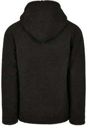 URBAN CLASSICS Hooded Sherpa Zip Jacket (1-St) Dunkelgrau/Schwarz/Grau