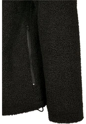 URBAN CLASSICS Hooded Sherpa Zip Jacket (1-St) Dunkelgrau/Schwarz/Grau