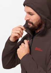 Jack Wolfskin Fleecejacke ALPGRAT HOODED FZ Dunkelbraun/Braun/Rot