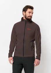 Jack Wolfskin Fleecejacke ALPGRAT HOODED FZ Dunkelbraun/Braun/Rot