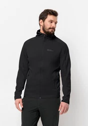 Jack Wolfskin Fleecejacke ALPGRAT HOODED FZ Schwarz/Grau/Dunkelgrau/Gelb