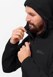 Jack Wolfskin Fleecejacke ALPGRAT HOODED FZ Schwarz/Grau/Dunkelgrau/Gelb
