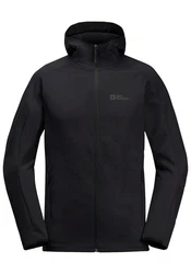 Jack Wolfskin Fleecejacke ALPGRAT HOODED FZ Schwarz/Grau/Dunkelgrau/Gelb