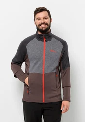 Jack Wolfskin Fleecejacke MARIENBERG FZ Dunkelgrau/Rot/Braun/Grau/Dunkelrot
