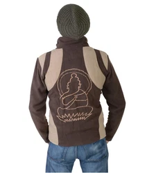 KUNST UND MAGIE Fleecejacke Buddha Braun/Beige/Grau/Khaki