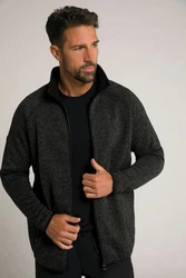 JP1880 Fleecejacke Strickfleece-Jacke Dunkelgrau/Schwarz/Grau