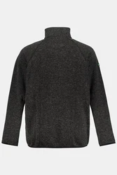JP1880 Fleecejacke Strickfleece-Jacke Dunkelgrau/Schwarz/Grau