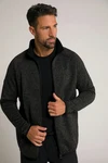 JP1880 Fleecejacke Strickfleece-Jacke Dunkelgrau/Schwarz/Grau