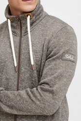 !Solid Fleecejacke SDLuki mit Stehkragen Hellgrau/Grau/Braun
