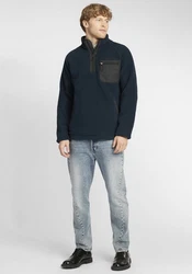 Indicode Fleecejacke IDTrout Herren mit Stehkragen Dunkelblau/Hellblau