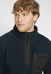 Indicode Fleecejacke IDTrout Herren mit Stehkragen Dunkelblau/Hellblau