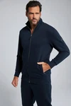 JP1880 Fleecejacke Sweatjacke Stehkragen Dunkelblau/Hellblau