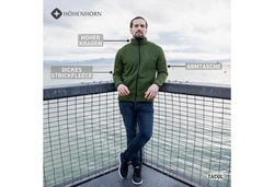 Hhenhorn Strickfleecejacke Tacul Herren Strickjacke Outdoor Sweatshirt Dunkelgrün/Grün