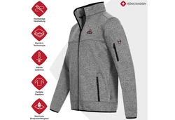 Hhenhorn Strickfleecejacke Tacul Herren Strickjacke Outdoor Sweatshirt Dunkelgrau/Hellgrau/Grau/Rot