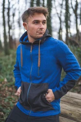 Tom Collins Strickfleecejacke Mumep Herren Outdoorjacke hochgeschlossen mit Kapuze Dunkelblau/Blau