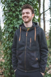 Tom Collins Strickfleecejacke Mumep Herren Outdoorjacke hochgeschlossen mit Kapuze Dunkelgrau/Grau/Schwarz