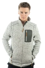 Strickfleecejacke Nucku Outdoorjacke mit Stehkragen und Brusttasche in Kontraststoff