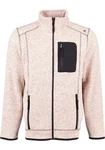 OS-Trachten Strickfleecejacke Nucku Outdoorjacke mit Stehkragen und Brusttasche Beige/Rot/Rosa/Braun