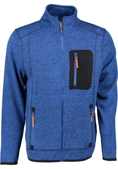 OS-Trachten Strickfleecejacke Nucku Outdoorjacke mit Stehkragen und Brusttasche Blau/Dunkelblau