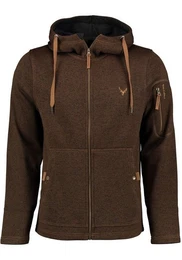 Strickfleecejacke Vazabi Herren Kapuzenjacke mit Hirsch-Stickerei auf der Brust