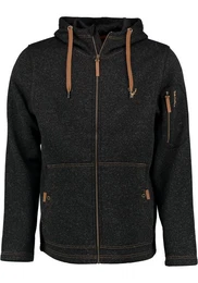 Strickfleecejacke Vazabi Herren Kapuzenjacke mit Hirsch-Stickerei auf der Brust