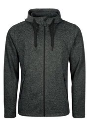 Fleecejacke Lagerfeuer verstellbare Kapuze melierter Strickfleece