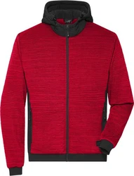 James & Nicholson Fleecejacke Herren Hybrid Strickfleece Rot/Dunkelrot