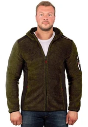 Fleecejacke Herren Hoodie batufour Kaki L besonders weicher Stoff