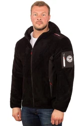 Geographical Norway Fleecejacke Herren Hoodie batufour Schwarz/Dunkelbraun/Dunkelblau
