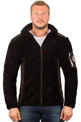 Geographical Norway Fleecejacke Herren Hoodie batufour Schwarz/Dunkelbraun/Dunkelblau