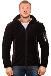 Fleecejacke Herren Hoodie batufour Black L besonders weicher Stoff