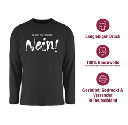 Shirtracer Rundhalsshirt Bevor du fragst NEIN Statement Dunkelblau/Blau/Schwarz/Beige/Mintgrün