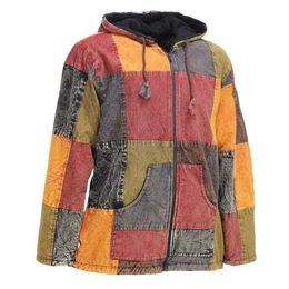 Kapuzenfleecejacke Patchwork Jacke Baja Hoodie alternativ Kapuzenjacke +Fleecefutter Fair