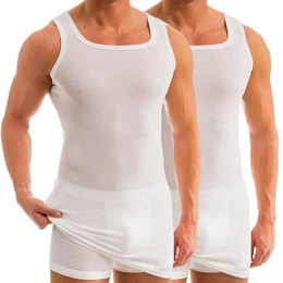 Unterhemd 16027 2er Pack Herren extralanges Unterhemd aus Baumwolle / Modal