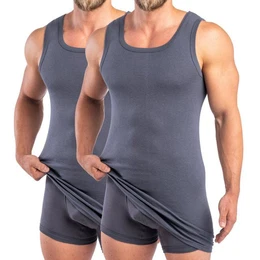 Unterhemd 16027 2er Pack Herren extralanges Unterhemd aus Baumwolle / Modal