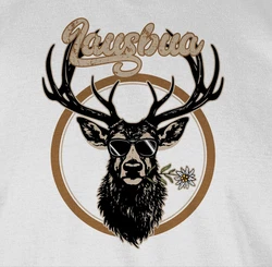 Shirtracer T-Shirt Lausbua Hirschgeweih Mode Oktoberfest Herren Beige/Türkis/Braun/Grau/Gold/Gelb/Creme/Rot