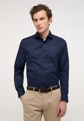 Eterna Langarmhemd SLIM FIT NON IRON Dunkelblau