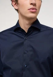 Eterna Langarmhemd SLIM FIT NON IRON Dunkelblau