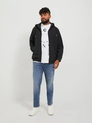 Jack & Jones Plus Softshelljacke JJEBASIC SOFTSHELL HOOD NOOS PLS Schwarz/Dunkelgrau