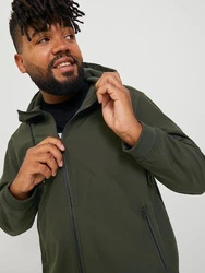 Jack & Jones Plus Softshelljacke JJEBASIC SOFTSHELL HOOD NOOS PLS dunkelgrün