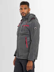 Arctic Seven Herren Designer Softshell Funktions Outdoor Regen Jacke Sport AS088 Hellgrau/Dunkelgrau/Grau